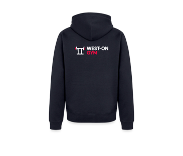 Zipped hoodie sweat navy, back view